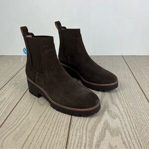 Aqua College Demi Pull-On Waterproof Chelsea Booties 10M Java Brown Suede $169